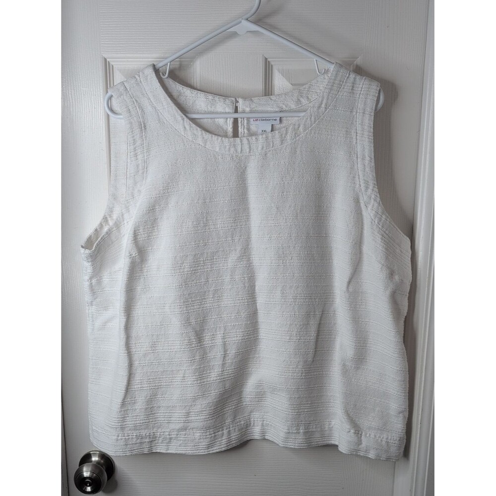 Liz Claiborne Cream Textured Gold Metallic Sleeveless Tank Size XXL